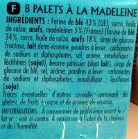Palets Recette  La Madeleine Ingredients