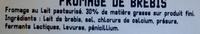 Pur Brebis (30 % MG) Ingredients