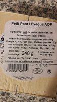 Petit Pont L'vque Ingredients