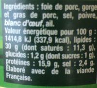 Pt Basque Orocbat, Au Foie De Porc Ingredients