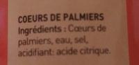 Coeurs De Palmiers Ingredients