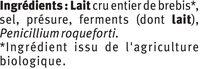 Roquefort AOP Lait Cr U_BIO Logique 32% De MG Ingredients