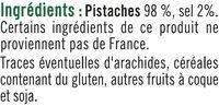 Pistache Grille  Sec Ingredients