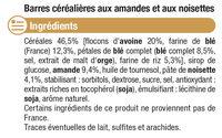 Barre De Crales Noisettes Ingredients