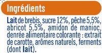 Yaourt Brass Sur Lit De Pche Abricot Au Lait De Brebis 3% De MG Ingredients