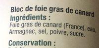 Bloc De Foie Gras De Canard Ingredients