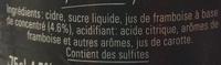 Cidre & Framboise Ingredients