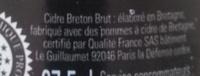Cidre Breton Brut Ingredients