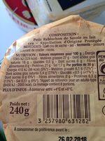 Petit Reblochon De Savoie Ingredients