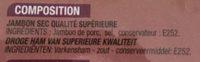 JAMBON SEC DROGE HAM Ingredients
