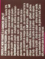 Chocolat Noir Mangue Passion Ingredients