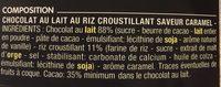 Tuile Chocolat Lait Saveur Caramel Ingredients