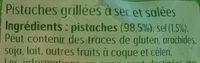 Pistaches Grilles  Sec Ingredients