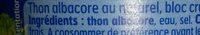 Thon Entier Albacore Au Naturel Ingredients