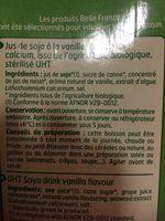 Boisson Soja Vanille Ingredients