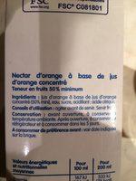 Nectar D'orange Ingredients