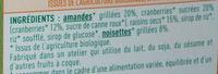 Barres Gourmandes Cranberries Amandes Ingredients