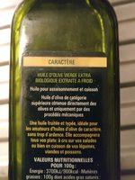 Huile D'olive Vierge Extra Bio Caractre Ingredients
