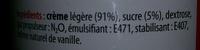 Crme Fouette Lgre Ingredients