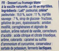 Dessert Au Fromage Blanc Vanille/Myrtilles Ingredients