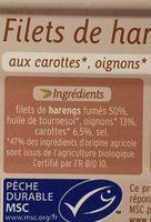 Filets De Hareng Fums, Aux Carottes Oignons Bio Ingredients
