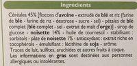 Barres Crales Noisettes Ingredients