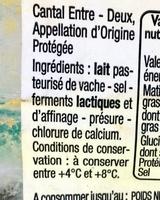 Cantal Entre-deux AOP Ingredients