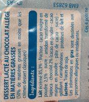 Creme Dessert Chocolat Ingredients