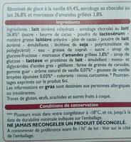 Btonnet Vanille Enrobage Chocolat Au Lait Ingredients