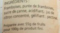 Confiture Extra Framboises Ingredients