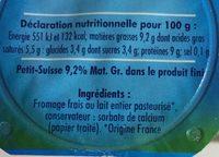 Petit Suisse 40% MG Chante Saire Ingredients