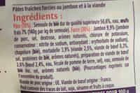 Ravioli  La Viande Ingredients