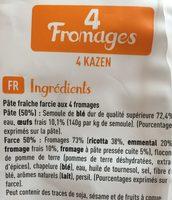 Ravioli 4 Fromages Ingredients