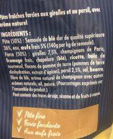 Pates Fraiches - Girolles Persilles Ingredients