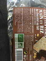 Galettes Fines Mais Et Riz Au Chocolat Au Lait Ingredients