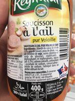 Reghalal, Saucisson De Volaille A L'ail Halal, Le Sachet De 400 G Ingredients