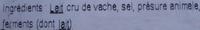 Coulommiers Au Lait Cru (22 % MG) Ingredients
