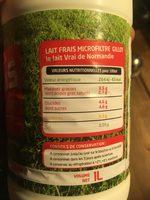 Lait Frais Entier De Normandie, La Bouteille De 1 L Ingredients