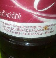Vinaigre Vin Rouge Ingredients