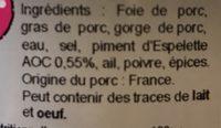 Alain Martin Terrine Piquante Au Piment D'espelettes Ingredients
