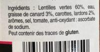 A.Martin Lentilles Graisse De Canrad Et Lardons Ingredients