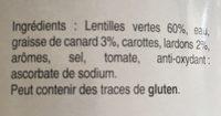 Lentilles Cuisines  La Graisse De Canard Et Petits Lardons Ingredients