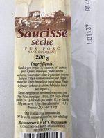 Saucisse Sche Ingredients