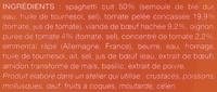 Spaghetti  La Bolognaise, Surgels Ingredients