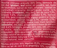 Nouilles Aux Crevettes Et Aux Lgumes, Sauce Au Lait De Coco Et Au Gngembre, Surgeles Ingredients