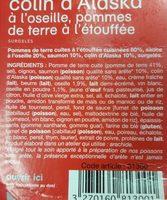 Saumon Et Colin D'Alaska Ingredients