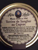 Terrine De Sanglier Au Cognac Mre Lalie 180g Ingredients