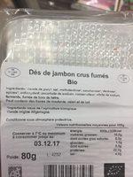 Ds De Jambon Crus Fums Ingredients