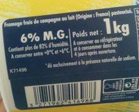 Caill Doux Et Frais Ingredients