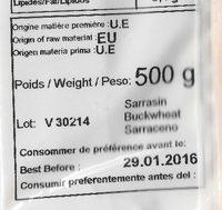 Sarrasin Ingredients